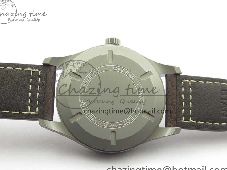 MIROTIME 0323 Mark XVIII IW327006 Titanium V7F 1:1 Best Edition Black Dial on Brown Leather Strap A Attractive 7080